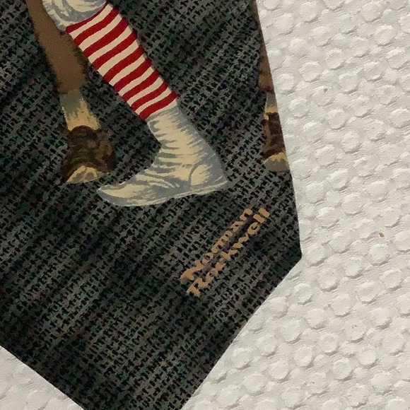 Norman Rockwell Vintage Baseball Theme Silk Neck Tie - Picture 3 of 6